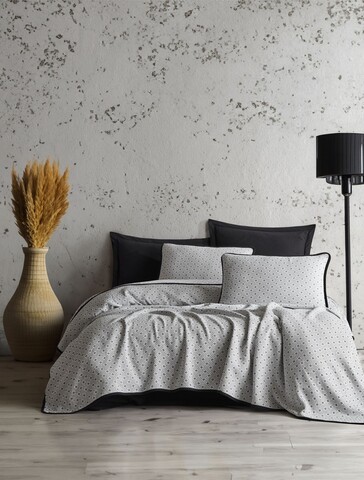 Set cuvertura de pat dubla 3 piese, L'essentiel Maison, Silvano, Negru
