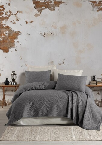 Set cuvertura de pat dubla 3 piese, L'essentiel Maison, Sandeo, Antracit