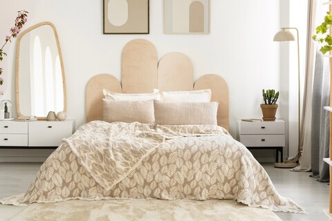 Set cuvertura de pat dubla 3 piese, L'essentiel Maison, Palmy, Bej