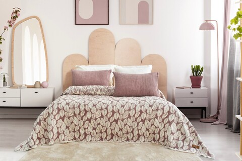Set cuvertura de pat dubla 3 piese, L'essentiel Maison, Palmy, Mov pruna