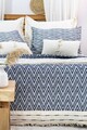 Set cuvertura de pat dubla 3 piese, L'essentiel Maison, Milena, Albastru inchis