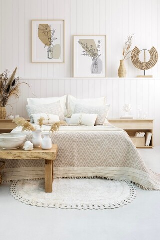 Set cuvertura de pat dubla 3 piese, L'essentiel Maison, Milena, Bej