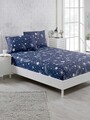 Set de pat pentru o persoana (cearceaf cu elastic si perna) 2 piese, L'essentiel Maison, Halley, 65% bumbac/35% poliester, Albastru inchis