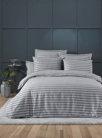 Lenjerie de pat dubla, Water Yollu Saten - Light Grey, EnLora Home, Bumbac;Poliester