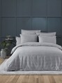 Lenjerie de pat dubla, Water Yollu Saten - Light Grey, EnLora Home, Bumbac;Poliester
