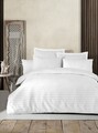 Lenjerie de pat dubla, Water Yollu Saten - White, EnLora Home, Bumbac;Poliester