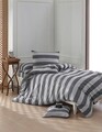 Lenjerie de pat pentru o persoana, Max Yollu Saten - Black, EnLora Home, Bumbac;Poliester