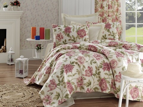 Set cuvertura pique Single, L'essentiel Maison, Care, Bumbac, Roz
