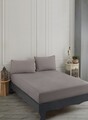 Set de pat dublu (cearceaf cu elastic si perne) 3 piese, Road Potlu - Brown, EnLora Home, Bumbac;Poliester