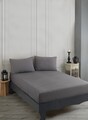 Set de pat pentru o persoana (cearceaf cu elastic si perna) 2 piese, Road Potlu - Black, EnLora Home, Bumbac;Poliester