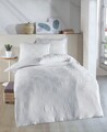 Lenjerie de pat pentru o persoana 2 piese, Kareli Saten - White, EnLora Home, Bumbac;Poliester