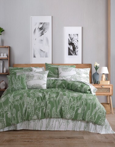 Lenjerie de pat pentru o persoana, L'essentiel Maison, Lara, Verde/Alb