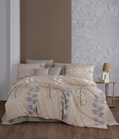 Lenjerie de pat pentru o persoana, L'essentiel Maison, Henna, Bej / Gri / Alb