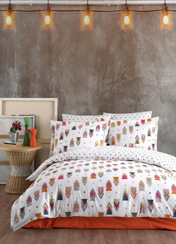 Lenjerie de pat pentru o persoana, L'essentiel Maison, Poly Young, Alb / Portocaliu / Albastru închis / Verde / Roz