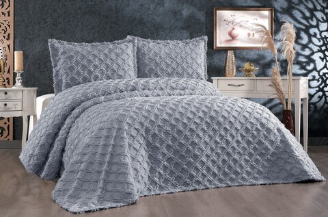 Set cuvertura de pat dubla 3 piese, L'essentiel Maison, Harem, Gri