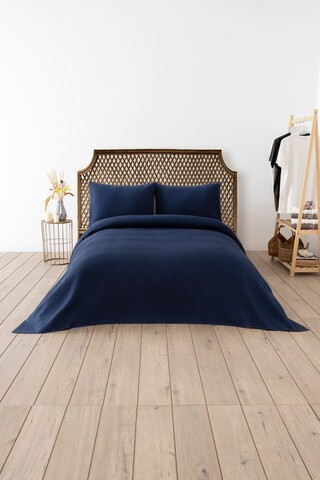 Cuvertura matlasata dubla, Waffle - Navy Blue, DC Home, Bumbac;Poliester