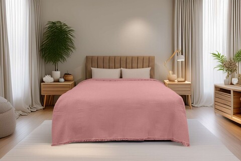 Cuvertura pique Single, Waffle - Pink, ICF Bedroom, Bumbac