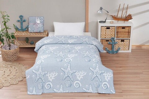 Patura Single, L'essentiel Maison, Cotton Sandy, Albastru