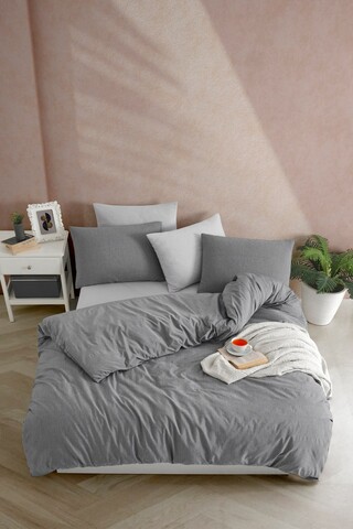 Lenjerie de pat pentru o persoana, Yarn Dyed - Anthracite, Tabu Home, Bumbac;Poliester 
