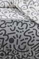 Lenjerie de pat dubla, Doodle - Black, Tabu Home, 65% bumbac/35% poliester