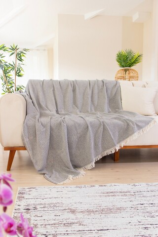 Cuvertura de pat, Woven Cozy - Dark Grey, Tabu Home, 80% bumbac / 20% poliester