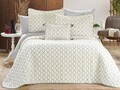 Set cuvertura de pat dubla 3 piese, L'essentiel Maison, Brillance, Crem / Gri
