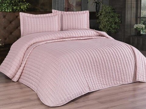 Set cuvertura de pat dubla 3 piese, Dublin - Powder, Dowry World, Bumbac