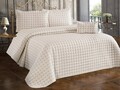 Set cuvertura de pat dubla 3 piese, Yıldız - Cream, Dowry World, Bumbac