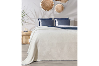 Patura Double, Twin - Blue, Cream, Elliott, 60% bumbac/33% acril/7% poliester