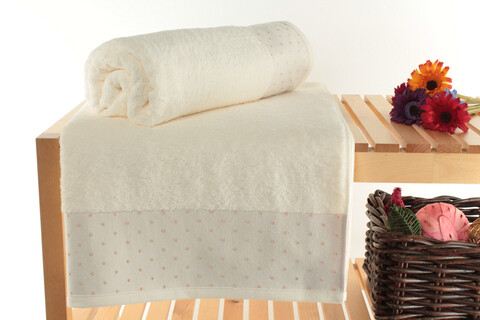 Set prosoape de baie, Şaheser, Pitircik, Bumbac, Ecru / Crem