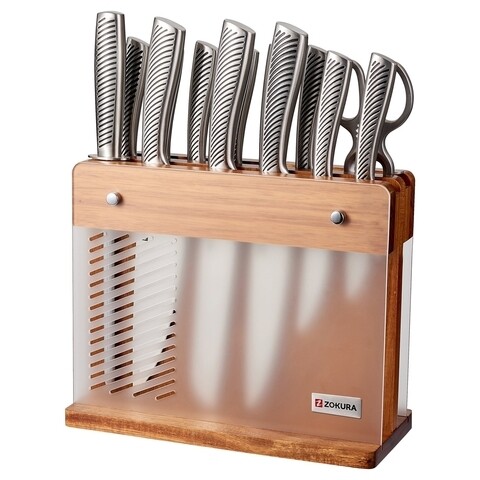 Set cutite 14 piese, Zokura, inox/lemn de salcam
