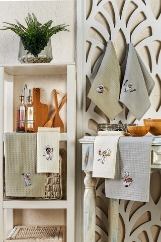 Set prosoape de bucatarie, Eponj Home, Chef, Bumbac, Multicolor