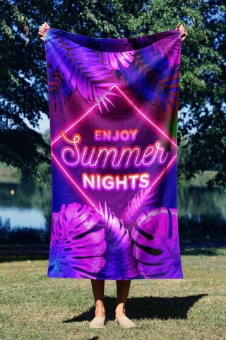 Prosop de plaja, Astacura, Enjoy Summer Night 70, 70x130 cm, 70% poliester/30% poliamida, Multicolor