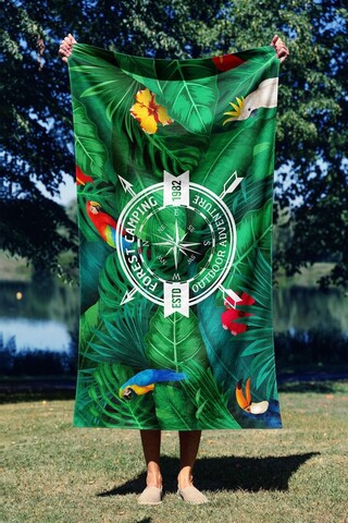 Prosop de plaja, Astacura, Forest Camping 70, 70x130 cm, 70% poliester/30% poliamida, Multicolor