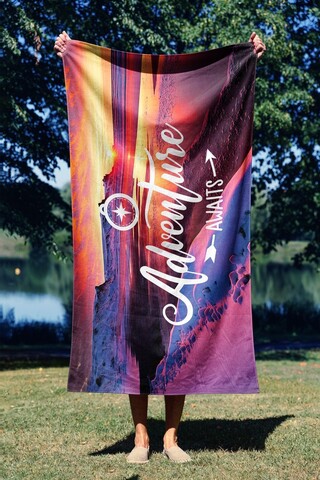 Prosop de plaja, Astacura, Adventures Awaits 90, 90x150 cm, 70% poliester/30% poliamida, Multicolor