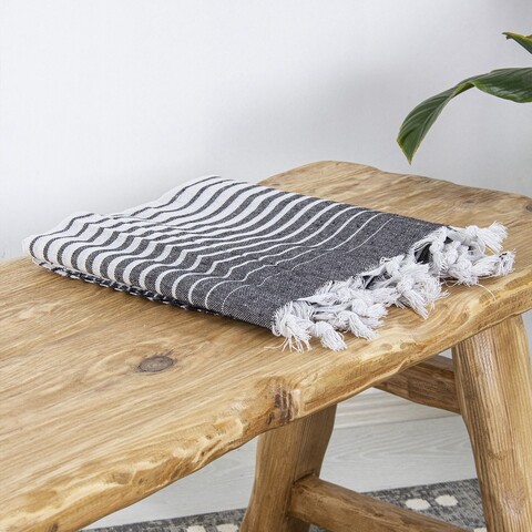 Prosop de plaja, Clovis, Alagra, 100x170 cm, Bumbac, Negru