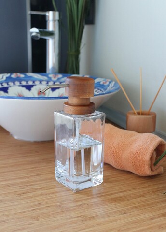 Dozator sapun lichid, Mia, Sbn0025, 6.8x6.8x19.5 cm, Sticla, Transparent