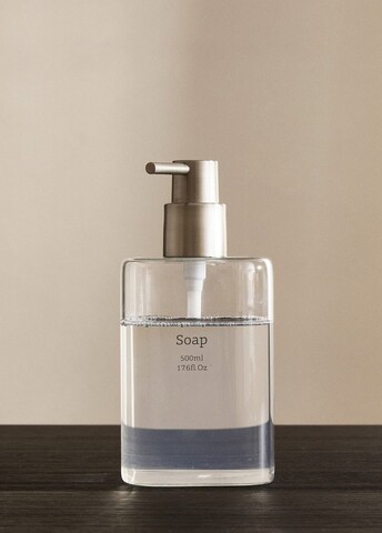 Dozator sapun lichid, Mia, Sbn0038, 9x9x18 cm, Sticla, Transparent