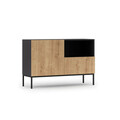 Comoda ELTAP, Lanzzi, 120x40x80 cm, MDF laminat, negru/stejar