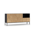 Comoda ELTAP, Lanzzi, 180x40x80 cm, MDF laminat, negru/stejar