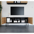 Comoda TV ELTAP, Lanzzi, 120x40x50 cm, MDF laminat, negru/stejar