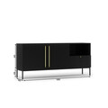 Comoda ELTAP, Lanzzi, 180x40x80 cm, MDF laminat, negru/auriu