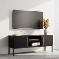 Comoda TV ELTAP, Lanzzi, 120x40x50 cm, MDF laminat, negru/auriu