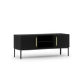 Comoda TV ELTAP, Lanzzi, 120x40x50 cm, MDF laminat, negru/auriu