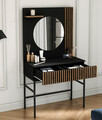 Masa de toaleta / machiaj cu oglinda ELTAP, Meorati, 85x60x155 cm, PAL/ABS, negru/maro