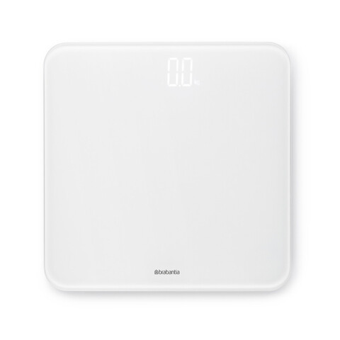 Cantar digital pentru baie, Brabantia, White, 30x30x2.4 cm, max 180 kg, sticla, alb
