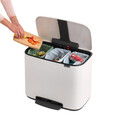 Cos de gunoi cu pedala, Brabantia, Bo Pedal, 3x11 L, 36.3x54x44 cm, otel, alb