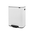 Cos de gunoi cu pedala, Brabantia, Bo Pedal, 2x30 L, 36.3x54.1x65.2 cm, otel, alb