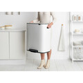 Cos de gunoi cu pedala, Brabantia, Bo Pedal, 2x30 L, 36.3x54.1x65.2 cm, otel, alb