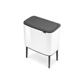 Cos de gunoi cu soft touch, 3 compartimente, Brabantia, Bo Touch, 3x11 L, 31.2x54x68 cm, otel, alb